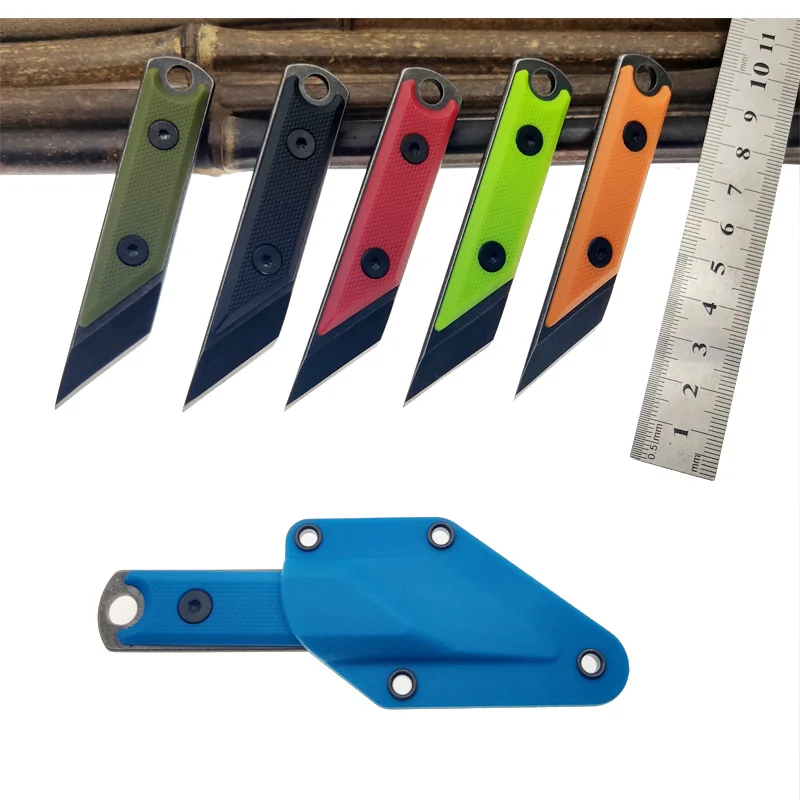 Imagem -06 - Aço Mini Fixo Lâmina Faca Pedra Wash Pocket Edc Faca Abs Handle Aparadores de Papel Camping Tool Colar com Case 440c