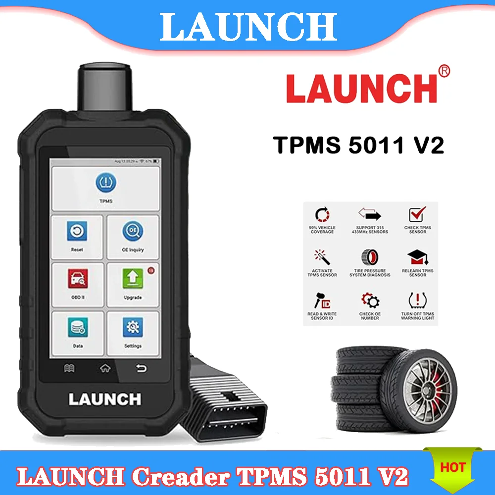 LAUNCH X431 Creader TPMS 5011 V2 Tire Pressure Programming Sensor Scanner Tool Supports All 315/433MHz with 12 Service