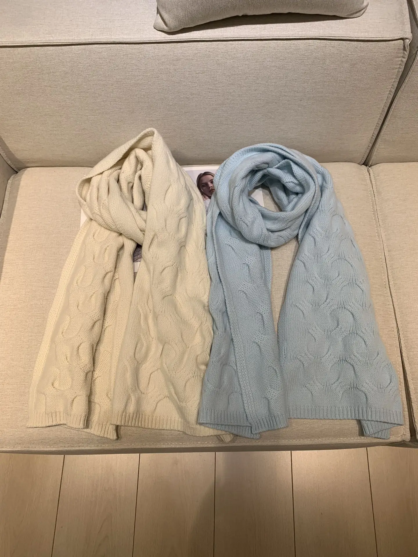 2024 Autumn And Winter New Twisted Wool Cashmere Scarf + Knitted Hat For Women