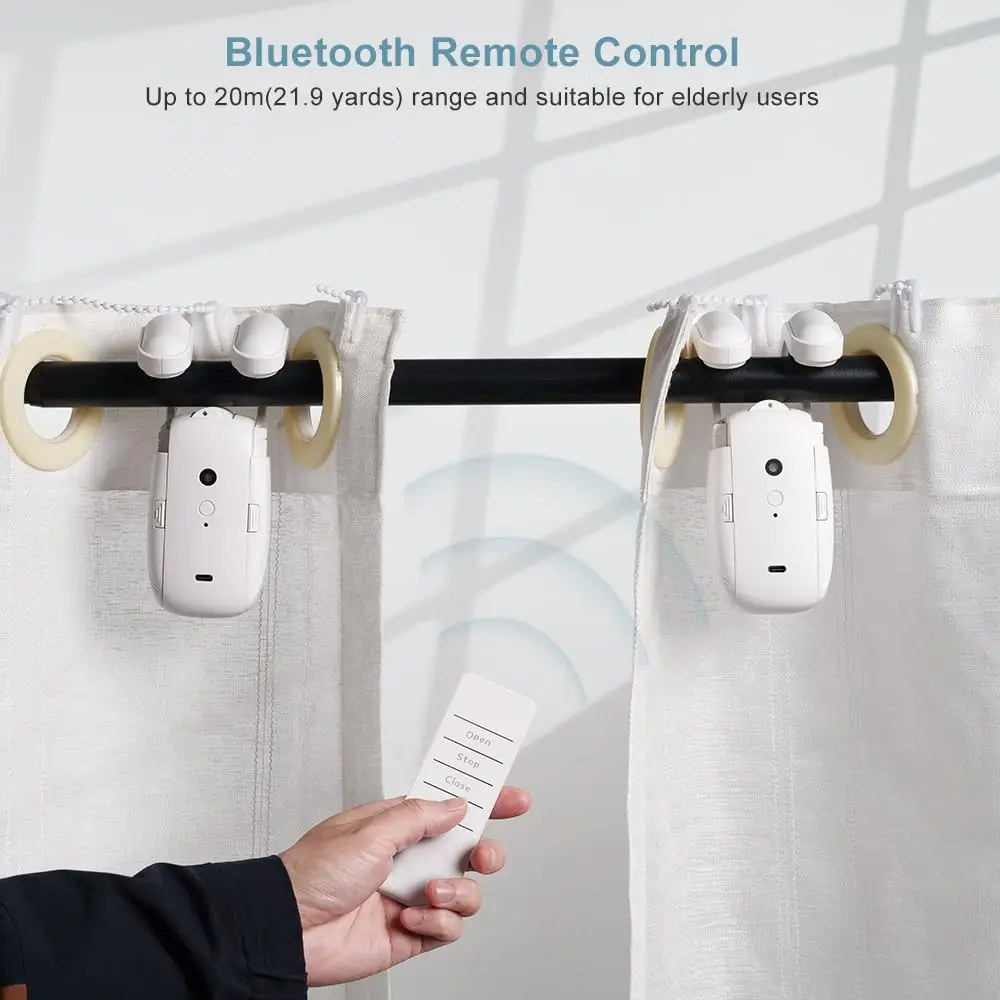 Controlador inteligente de cortina Wi-Fi - sem necessidade de instalação, controlado por aplicativo, temporizador, sensor de temperatura e luz, controle remoto.