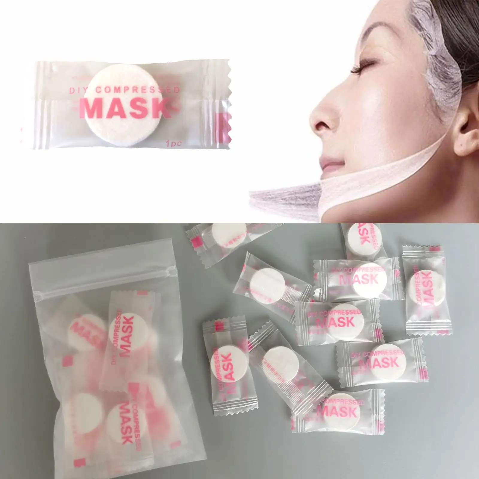 30/50 stücke Komprimierte Gesichtsmaske Tragbare Reise Vlies Gesichtsmaske Hautpflege Baumwolle Gewickelt Masken Papier Baumwolle Gesichts Handtuch – Detail 5
