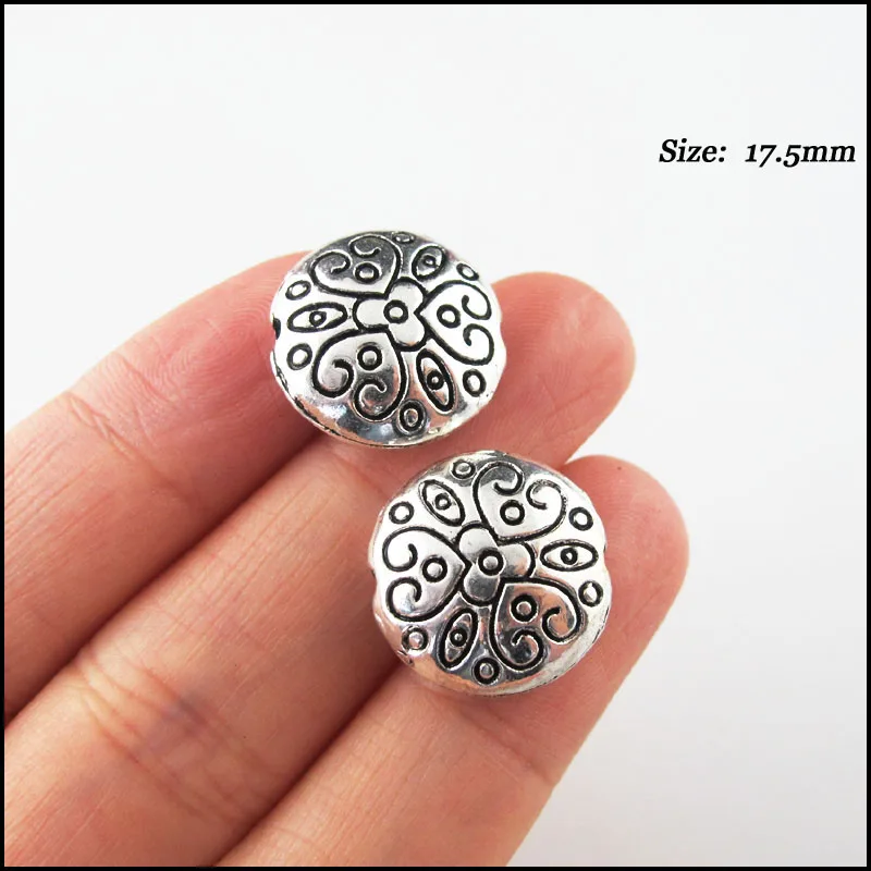 8pcs Round Flat Flower Heart Charms for DIY Crafting