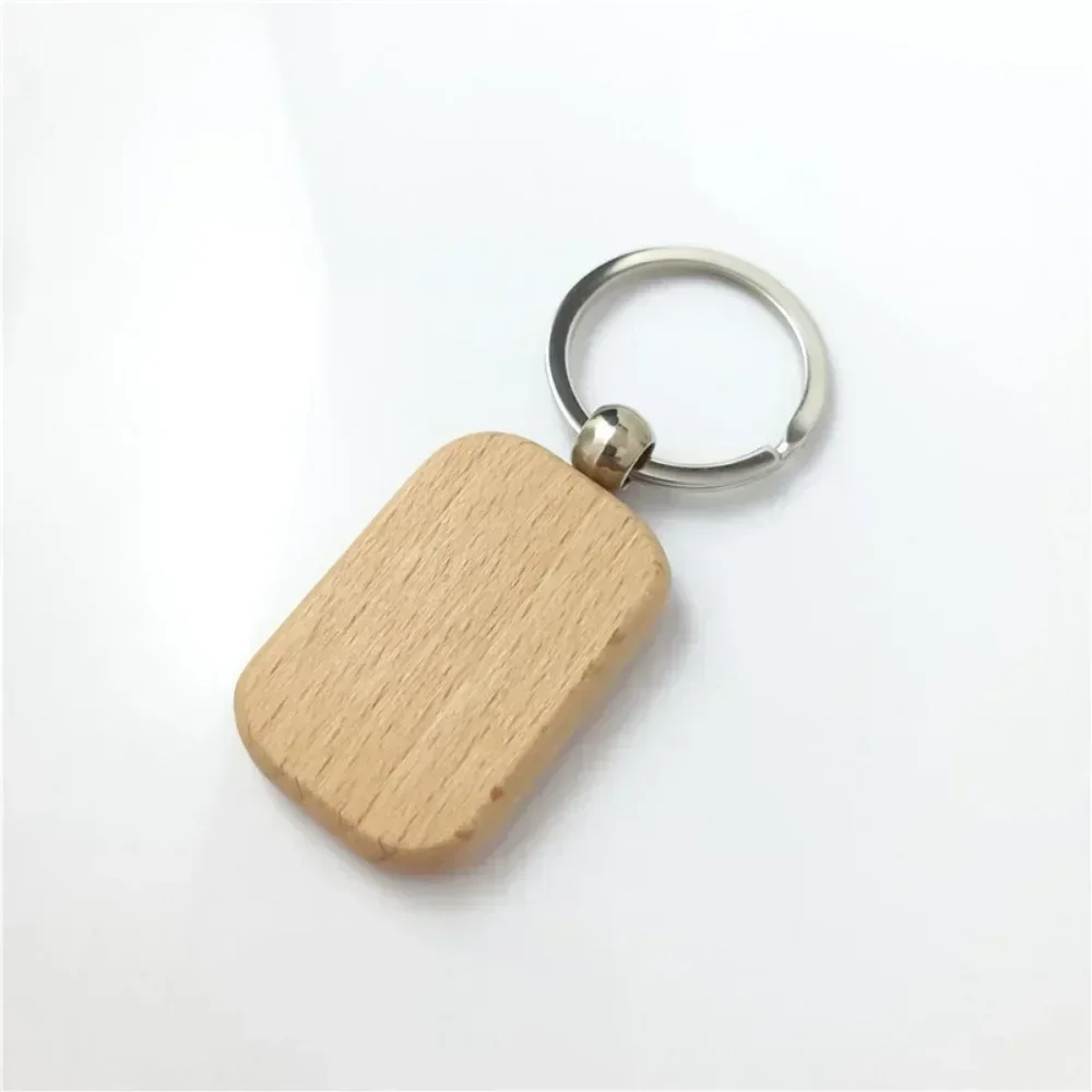 

Laser Engraved Wooden Car Moto Keychain Custom Logo Name Personalized Keyring Retro Round Rectangular Pendant Cute Business Gift
