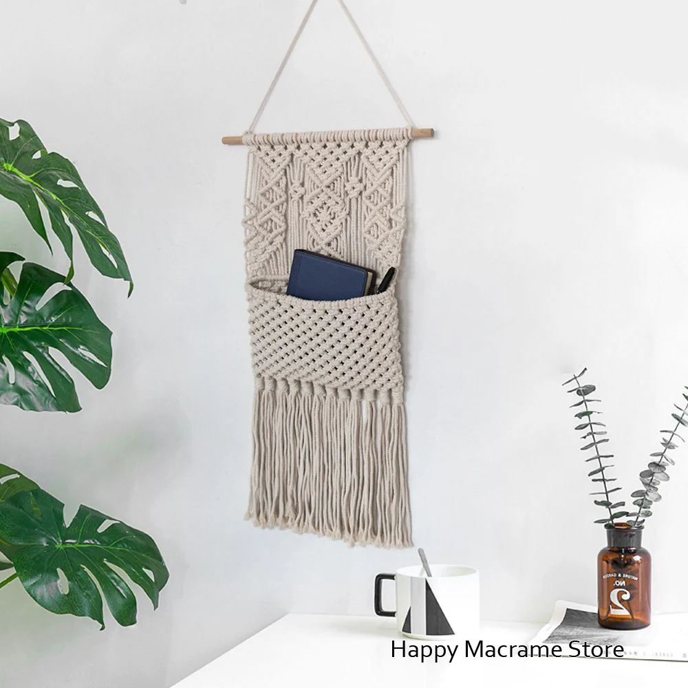 Macrame Letter Holder Macrame Boho Pocket Macrame Mail Organizer.  Wall Holder Magazines Boho Bookholde Storage Bag Tapestry