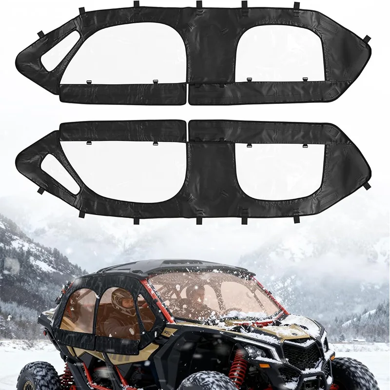 Soft Upper Doors For Can-Am Maverick X3 MAX 4-Seater 2017-2024Waterproof Enclosure with Clear PVC Windows Tool-Free Installation