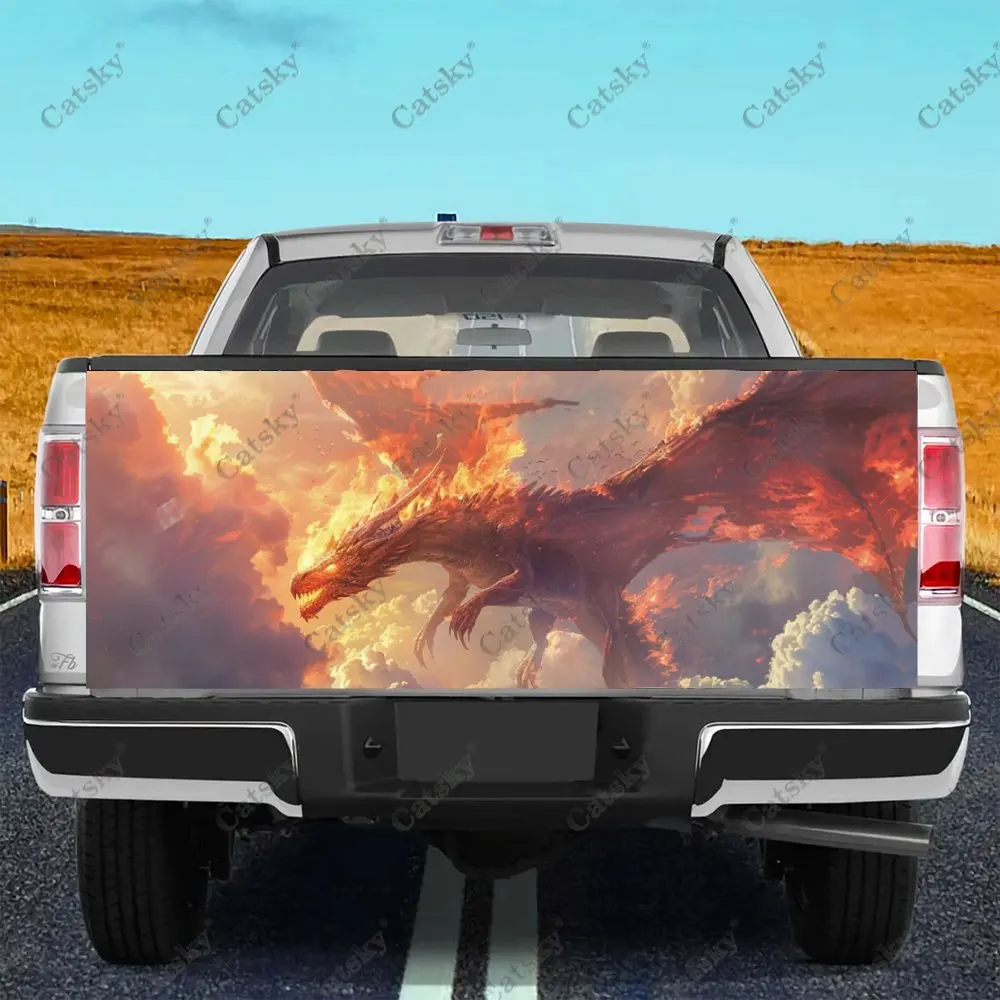 Soaring Flame Dragon Print Car Tail Trunk Protect Vinly Decal Auto Accessories Hood Decoration Wrap Sticker for Off-road Pickup