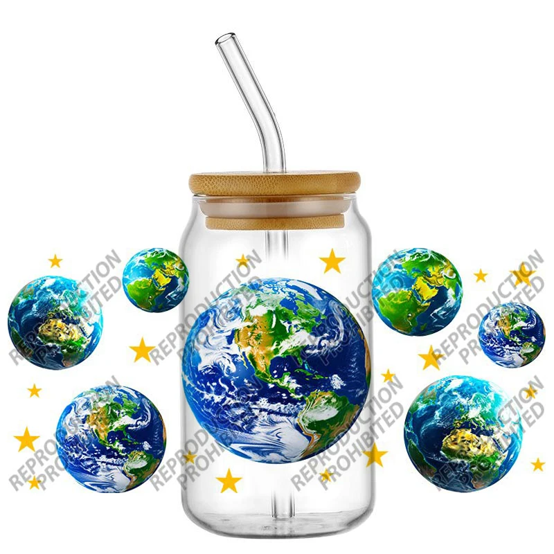 Astronomy Themed Space Planet UV DTF Wraps High-Quality DIY Craft Transfer Stickers for 16oz Cups And Bottles