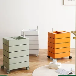 360 ° Rotating Storage Cabinet Multi-Layer Snack Drawer Movable Bedside Table For Household Kitchen Bathroom Bedroom Supplies