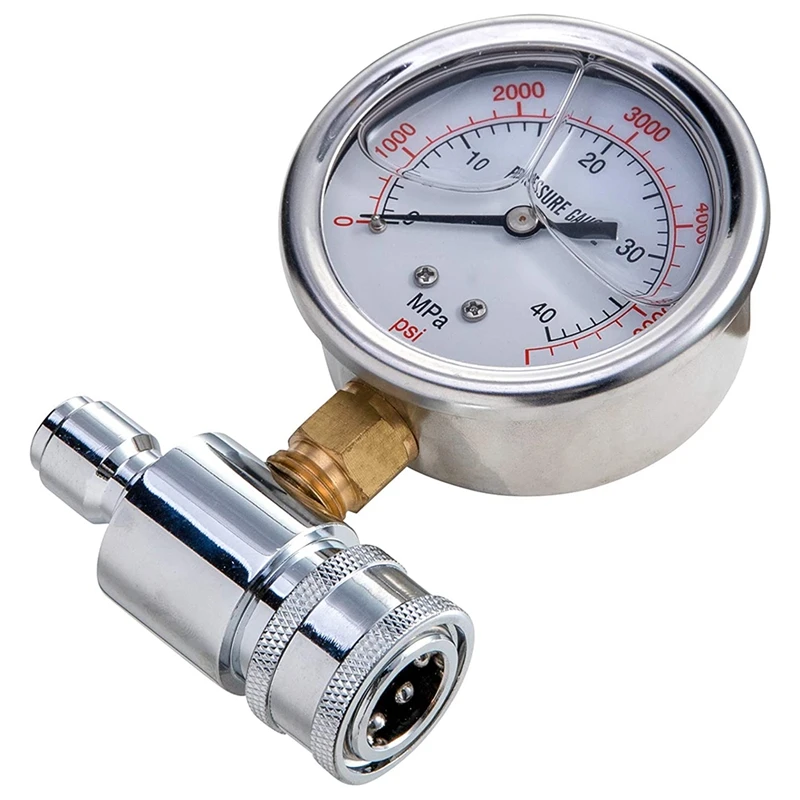 Pressure Washer Gauge, 6000 PSI, 3/8 Inch Quick Connect, Pressure Gauge For Power Washer