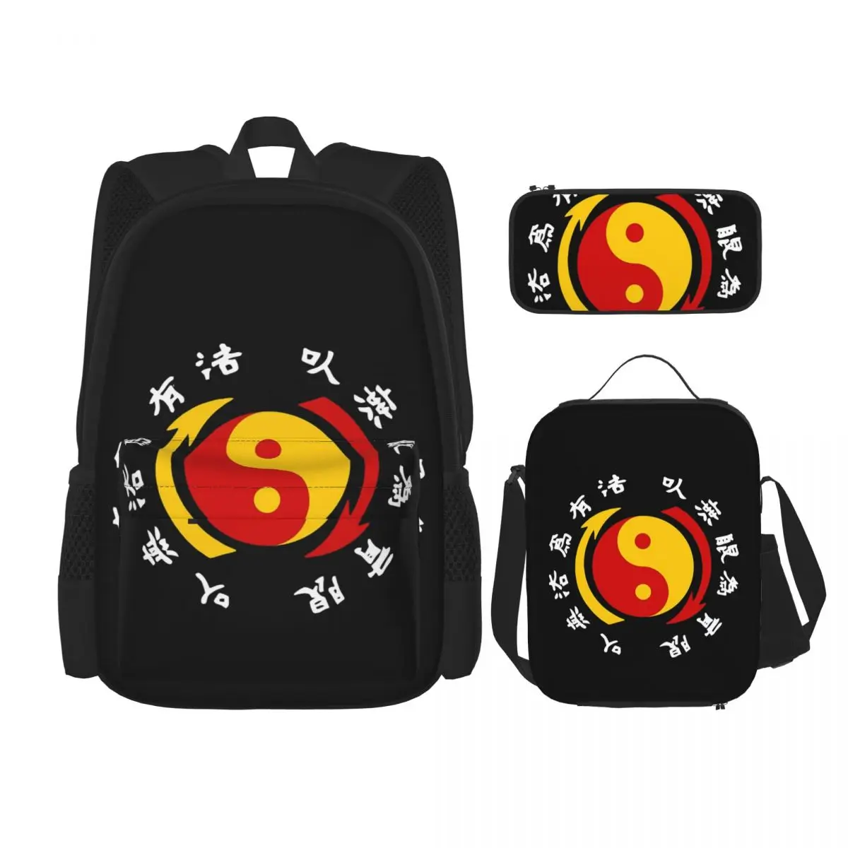 

JKD Jeet Kune Do Logo Backpacks Boys Girls Bookbag Students School Bags Cartoon Kids Rucksack Lunch Bag Pen Bag Three-Piece Set