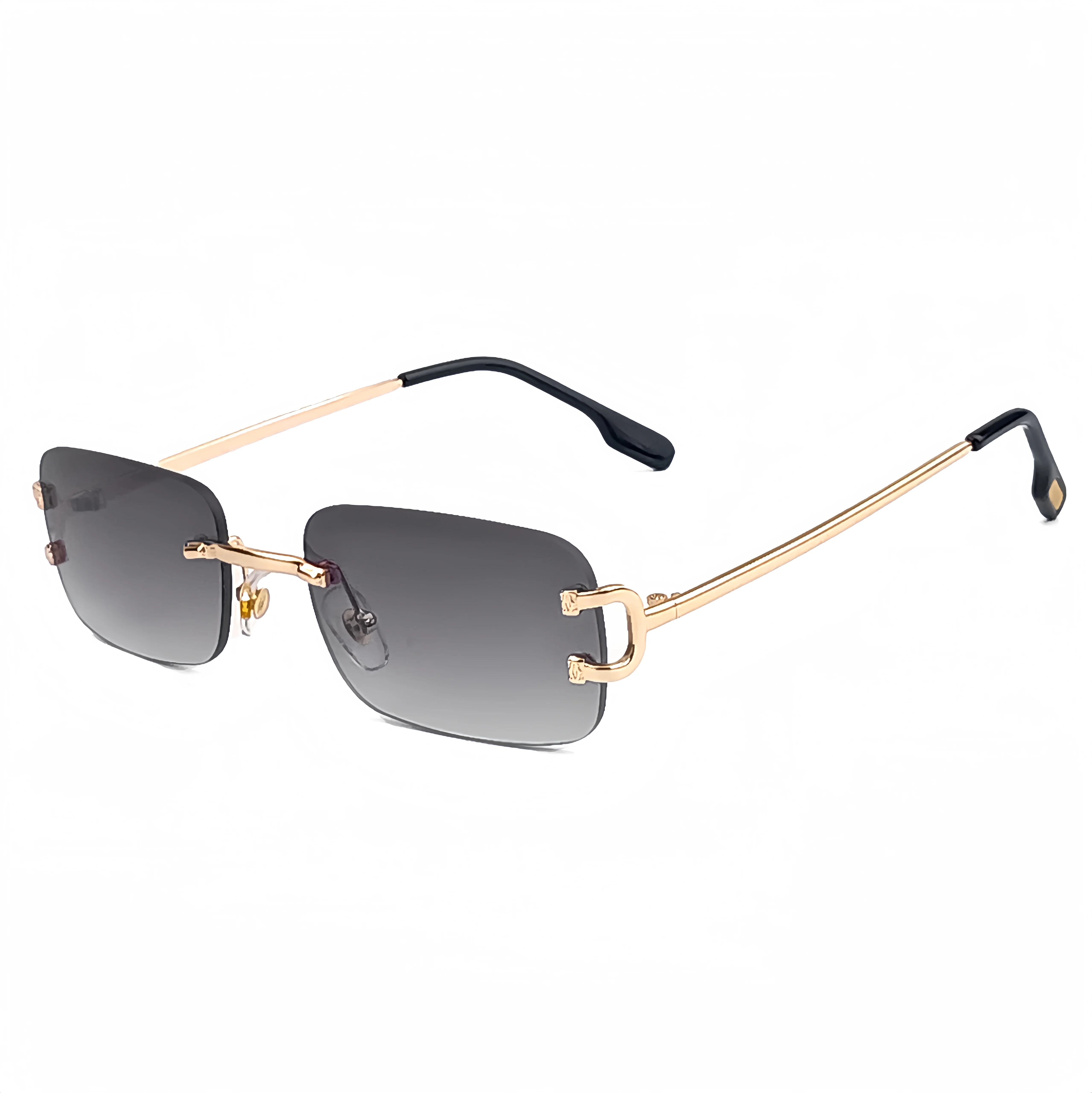 Raute Metall rahmenlose Sonnenbrille Männer rechteckigen kleinen Rahmen Sonnenbrille Frauen Mode Einkaufen Reise Party Brillen – Detail 9