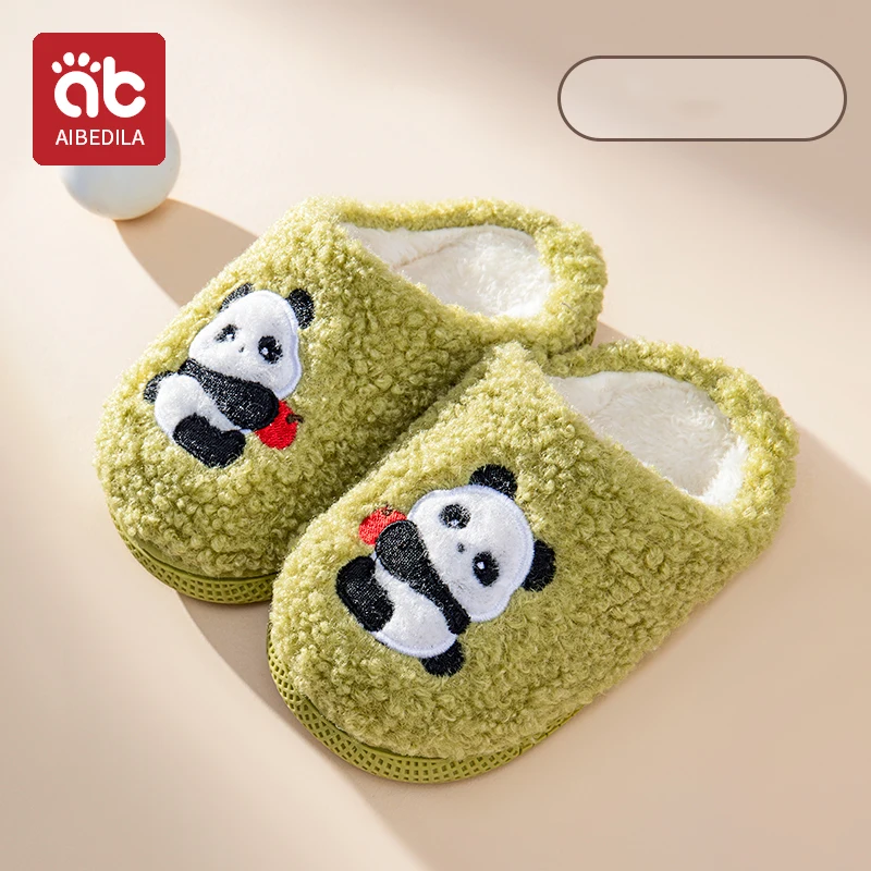 AIBEDILA Cute Baby Home Slippers Soft Plush Cozy House Slippers Anti-skid Slip-on Shoes Indoor For Children Winter Warm Shoes