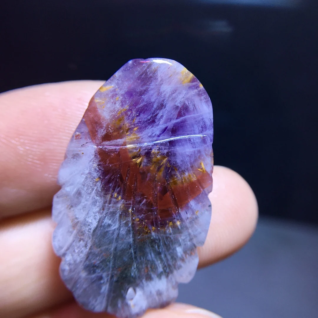 

Natural Purple Cacoxenite Red Auralite 23 Pendant 30.2/18.6/7.2mm Fox Rutilated Beads Jewelry AAAAA