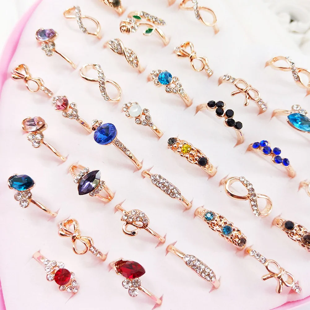 Girls Ring Women Fashion Woman Decor Costume Accessory Rings Chic Finger Rhinestones