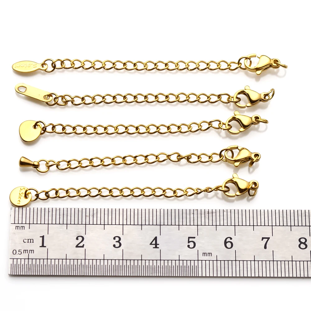 10-20pcs Stainless Steel Extension Tail Chain Lobster Clasps Connector Extended Chain for Bracelet Necklace Jewelry Making DIY