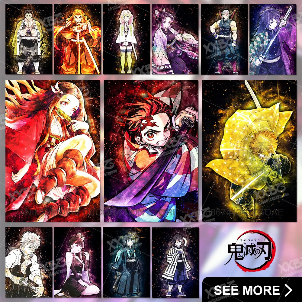 Demon Slayer Plakaty Kamado Tanjirou Home Decor Kochou Shinobu Wall Art Agatsuma Zenitsu Canvas Picture No Frame Anime Painting