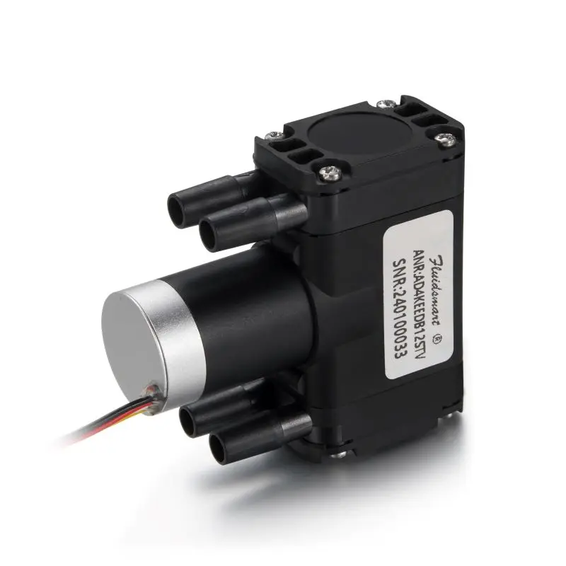 Bomba de muestra de aire Micro de diafragma de doble cabezal de bajo ruido de 6LPM, bomba de vacío de tamaño pequeño de 12Vdc con Motor sin escobillas