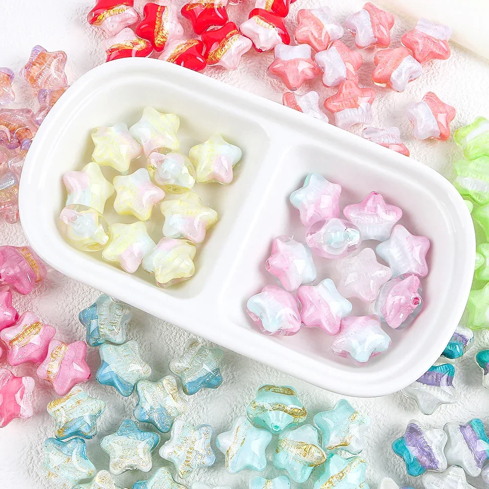 

1pcs Macaron Oil Painting Stars Acrylic Loose beads beaded diy handmade material bracelet mobile phone Chain accessories