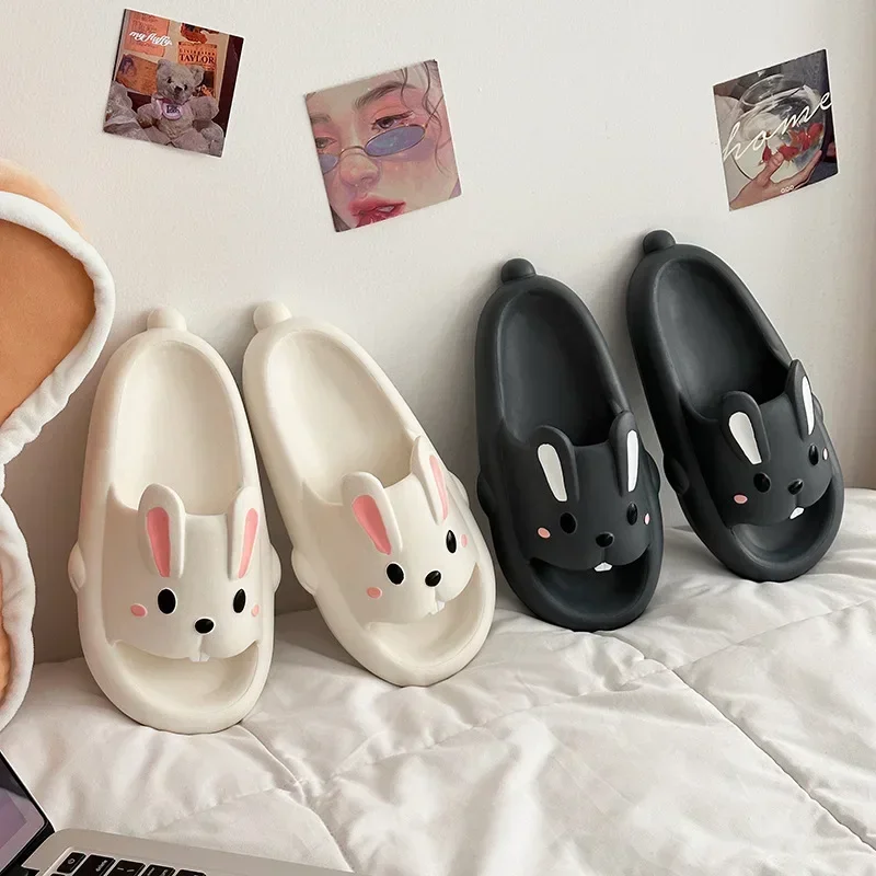 Outdoor cute bunny shoes Indoor EVA platform slippers for family use summer couple slippers for women to wear for men