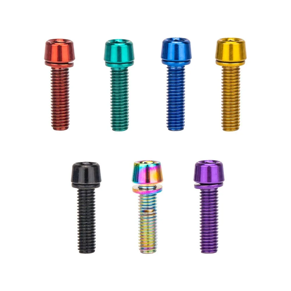 6pcs/set Sturdy Bicycle Steel Stem Screw M5*18MM Bicycle Handlebar Rainbow Bolt Thread Colorful Stem Riser Screw