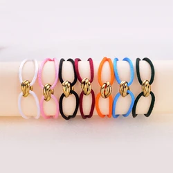 3 Metal Golden yellow Triple Stainless Steel Bracelet Lace Up Rope Charm Adjustable Size Bracelet DIY jewelry for women