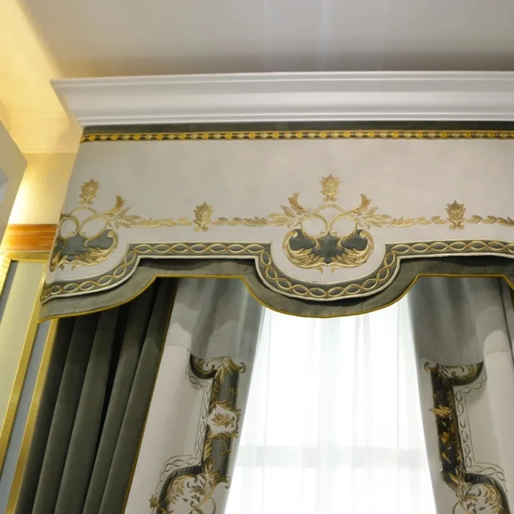 French Luxury Curtains for Living Dining Room Bedroom Blackout Embroidery High-end Villa Custom Home Decor Tulle Valance 1pc