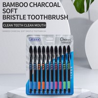 Cross Border Jianpai Soft Bristle Toothbrush Adult Bamboo Charcoal Household Fine Hair Toothbrush Antibacterial Men and Women