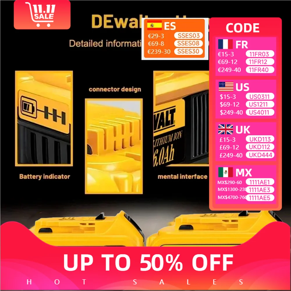 

For Dewalt New 12V 18V Power Tool Battery 12.0Ah/10.0Ah/8.0Ah/6.0Ah/3.0Ah，Battery DCB206 20V 18650，Battery DCB205 DCB200，Battery