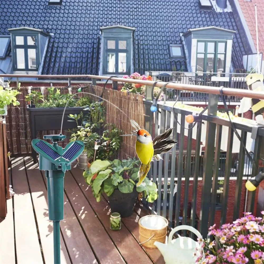 1pcs Garden Solar Simulated Auto Flying Hummingbird Creative Artificial Feathers Color Birds Decoration Indoor Outdoor Ornament