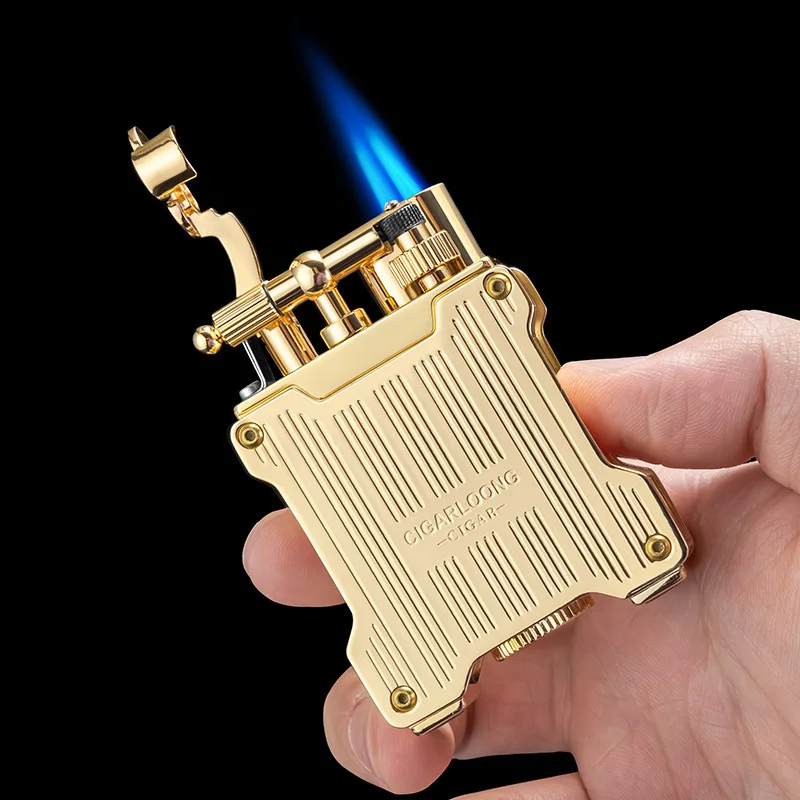

Portable Metal Lighter, Equipped With High-Temperature Resistant Flame Nozzle And Transparent Fuel Window, Showcasing Male Charm
