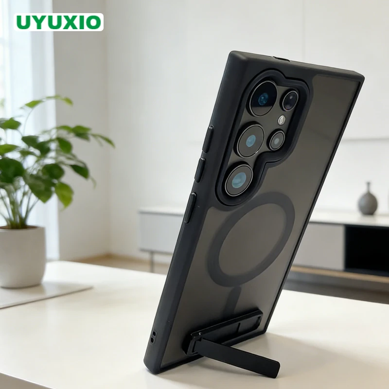 UYUXIO Magnetische Handyhülle für Samsung Galaxy S25 S23 S22 Ultra A15 A16 A26 A36 A55 A56 Standhüllen Halter Cover mit Ständer