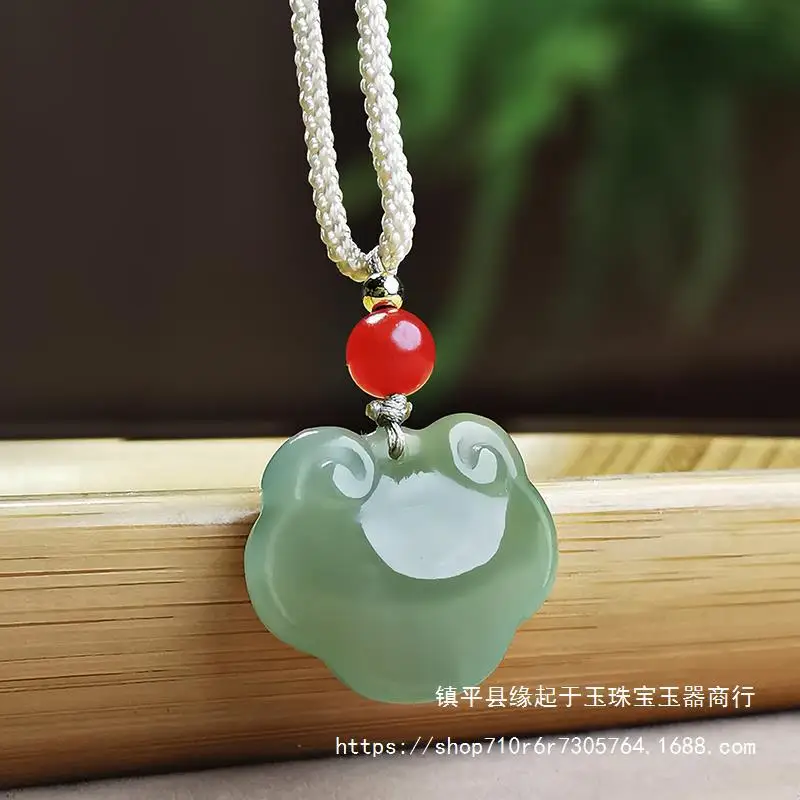 Natural Hetian Ruyi Peace Lock Women, Boys, Jade Necklace Pendant