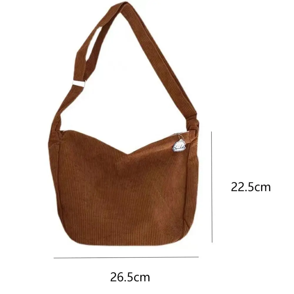 1PC Einfarbig Cord Umhängetasche Mode Koreanische Casual Schulter Tasche Große Kapazität Faul Stil Handtasche Für Frauen