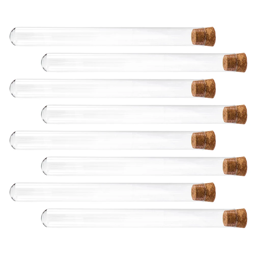 

8Pcs Glass Test Tubes with Wooden Plugs Durable Clear Tubes for Chemistry Experiments Home School Liquid Storage Containers