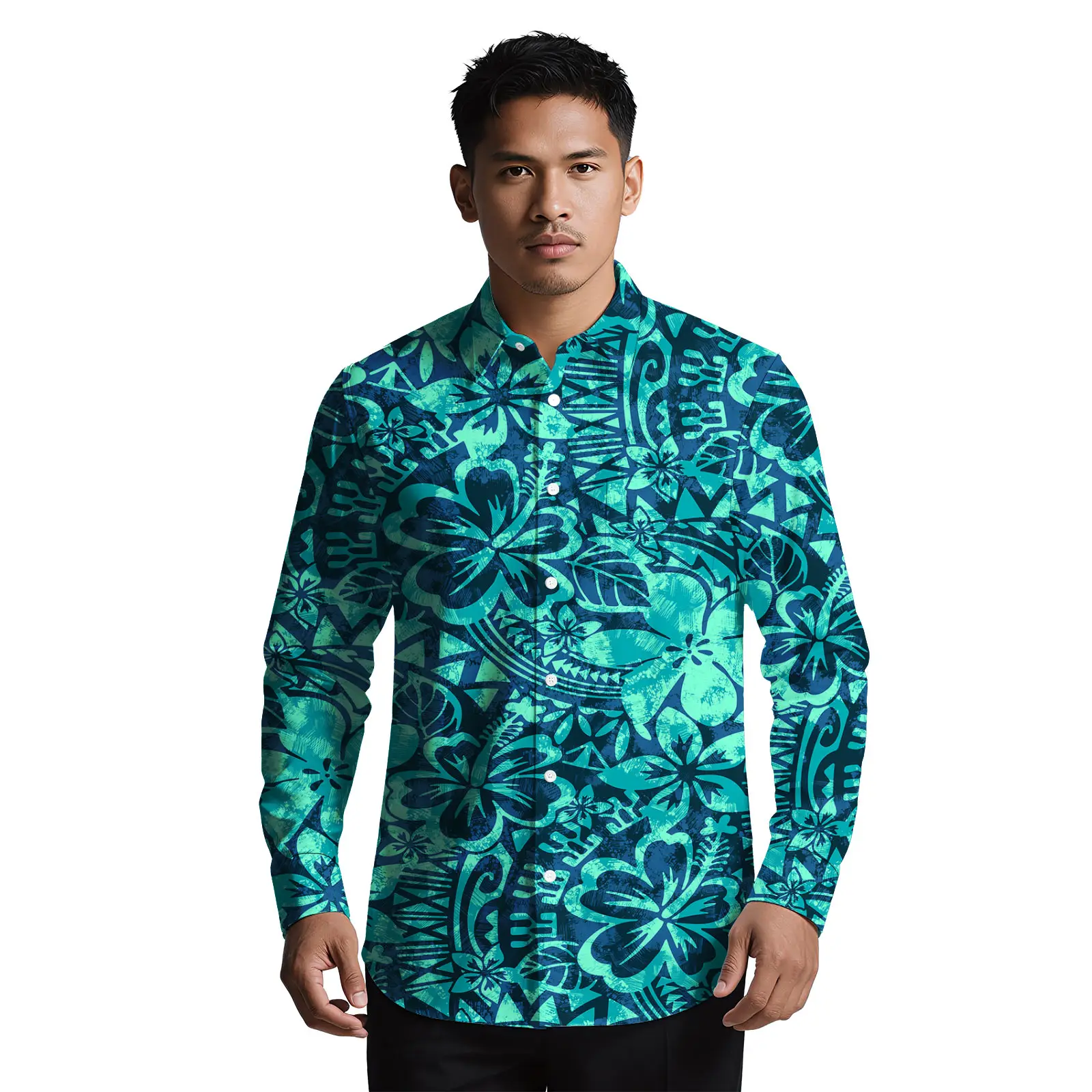 أسعار الجملة نمط العرقية نمط مخصص ألوها قمصان للرجال ملابس ساموا عادية البولينيزية المطبوعة تي شيرت للرجال #2