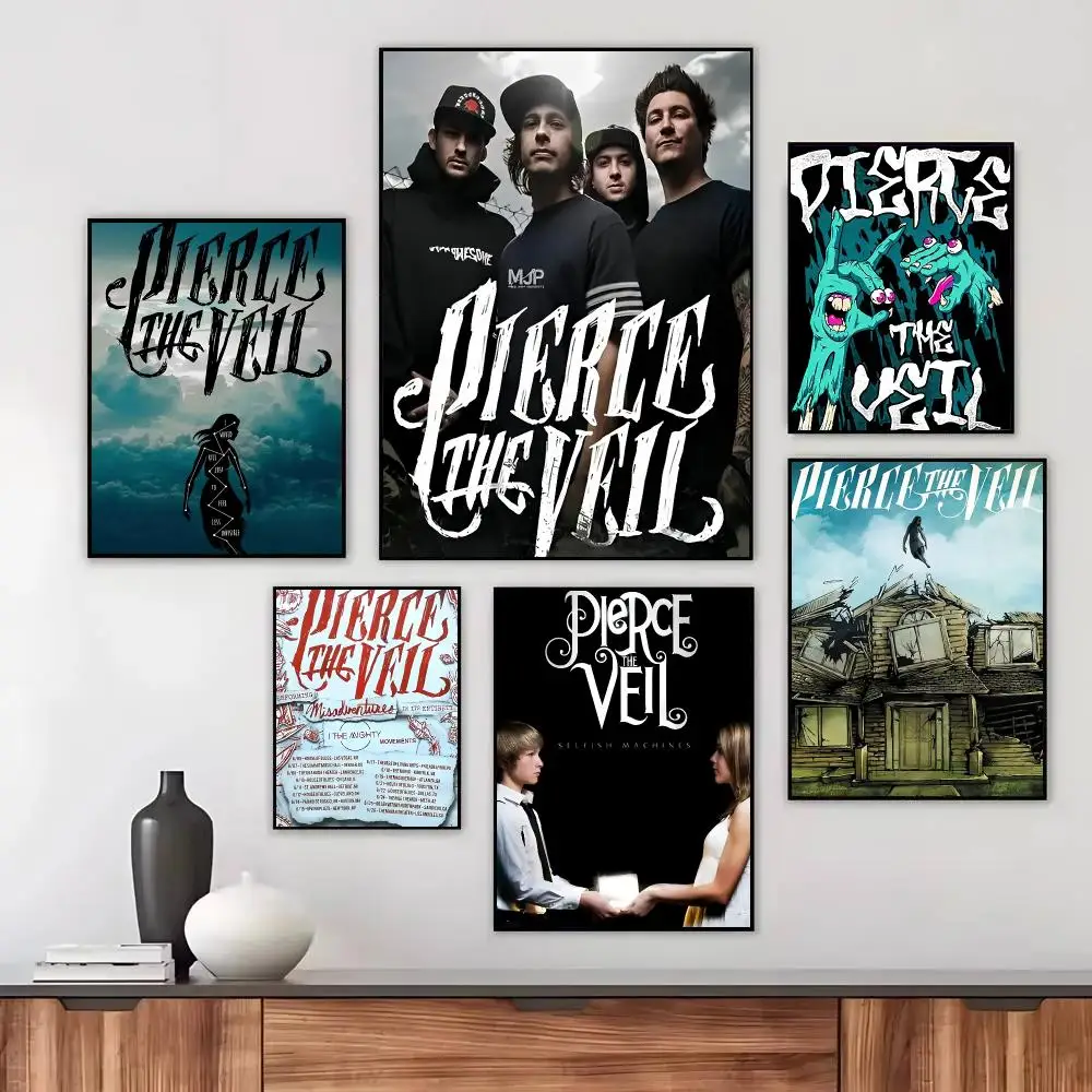 Rock Band P-Pierce The Veil Poster Wall Art Printed Decor Sticker Stylish Home Gift for Living Room Bedroom Corridor Cafe