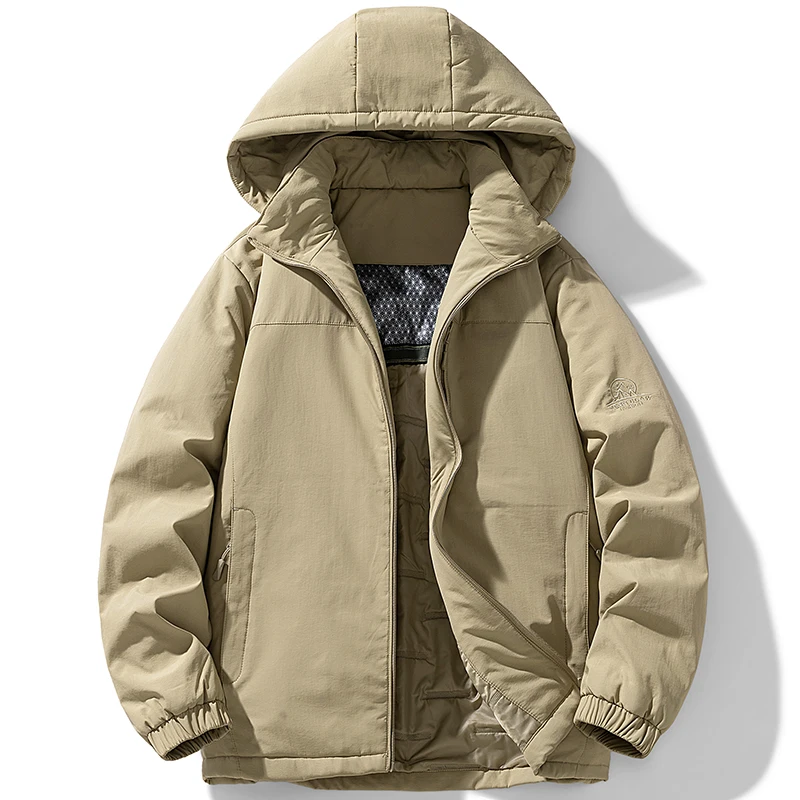 

Зимняя утепленная мужская хлопковая куртка-бомбер на молнии, повседневная, теплая, из полиэстера, однотонная, прямого кроя