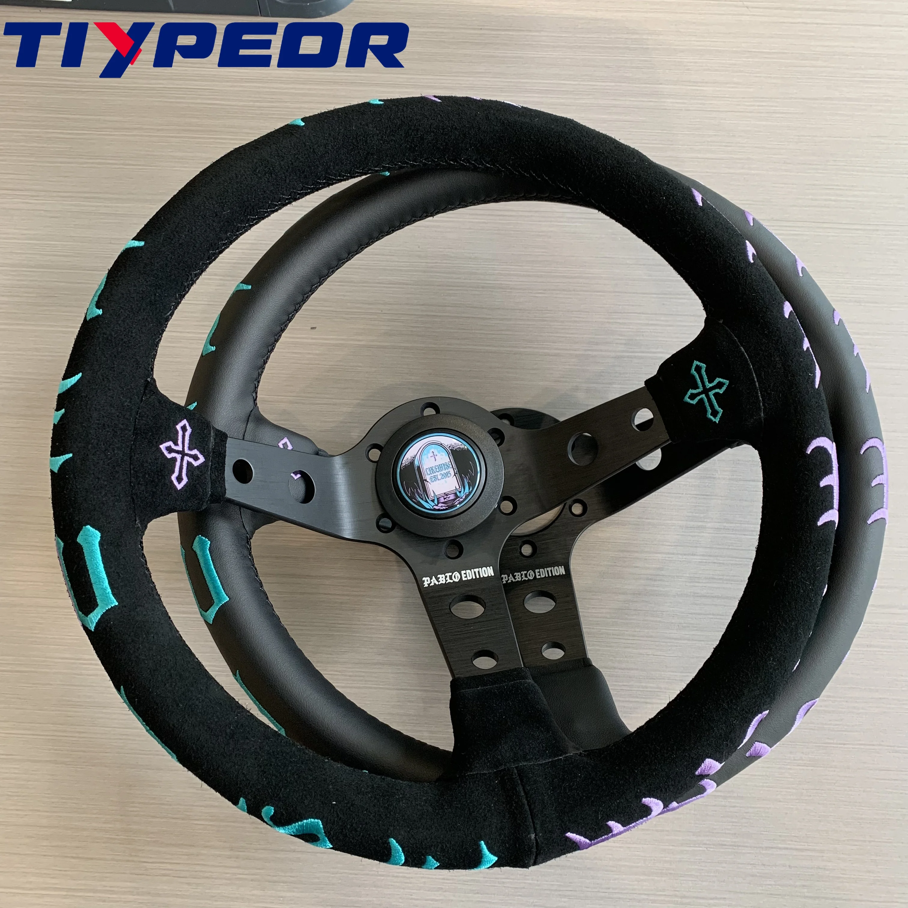 

Tiypeor high-quality velour leather 320mm Steering Wheel Racing Sports Steering Wheel with Accessories