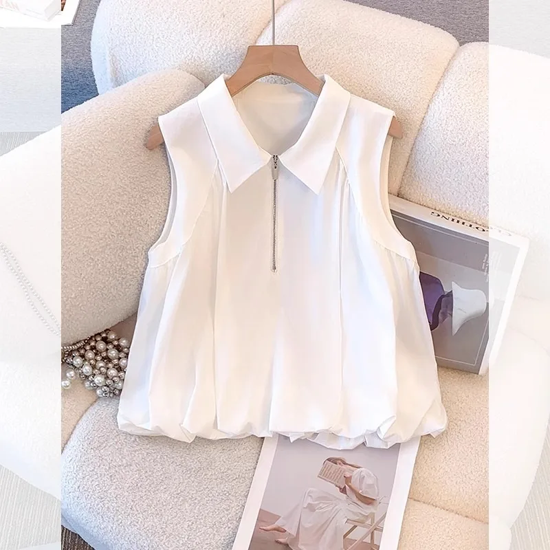

2025 New White Sleeveless Camisole Women's Shirt Fashionable Women's Short Top