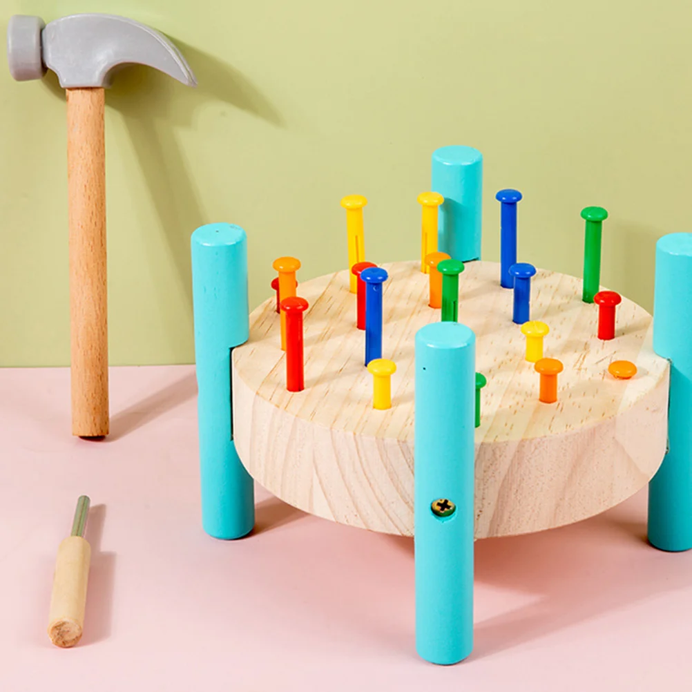 Plate-forme de martelage en bois bleu ciel pour bébés, jouets pour tout-petits, fournitures préscolaires