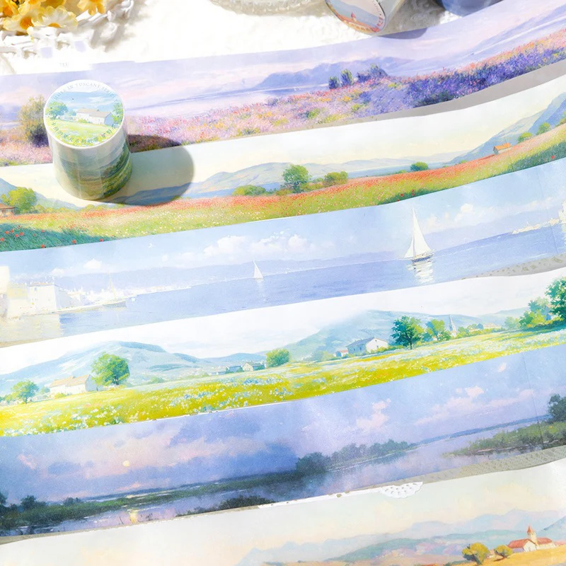 

50mm*200cm Summer in Tuscany Series Oil Painting Landscaping Washi Tape Creative DIY Journal Material Collage Stationery