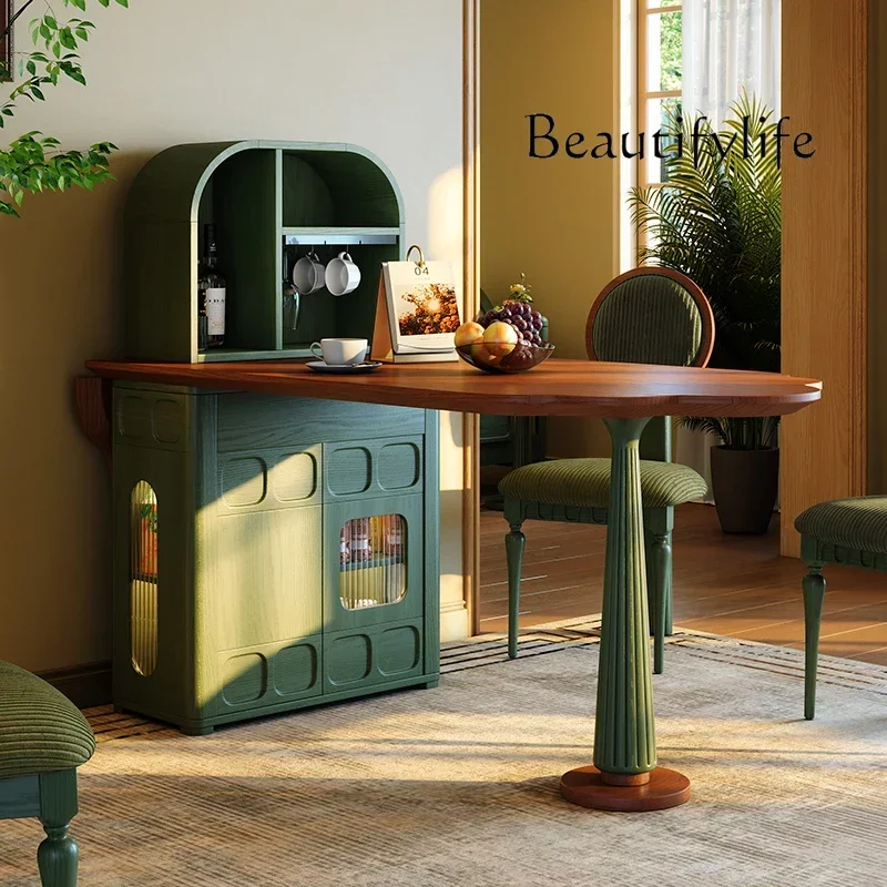 

yj21 Medieval style island dining table Island dining table integrated foldable multi-functional small apartment wall dining tab