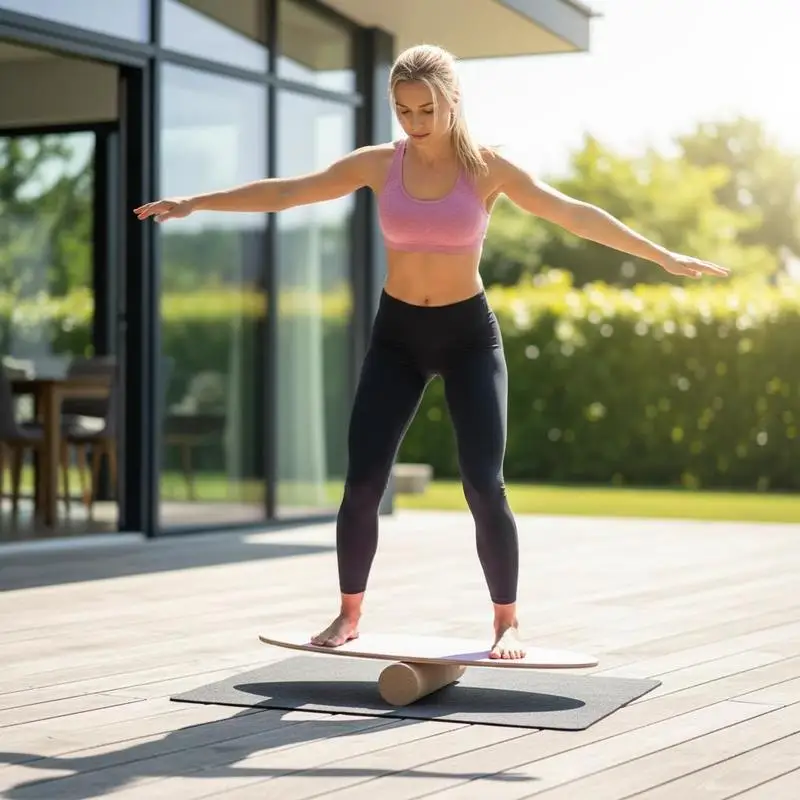 Planche d'entraînement à l'équilibre avec rouleau et tapis antidérapant pour skateboard, hockey, snowboard, rose