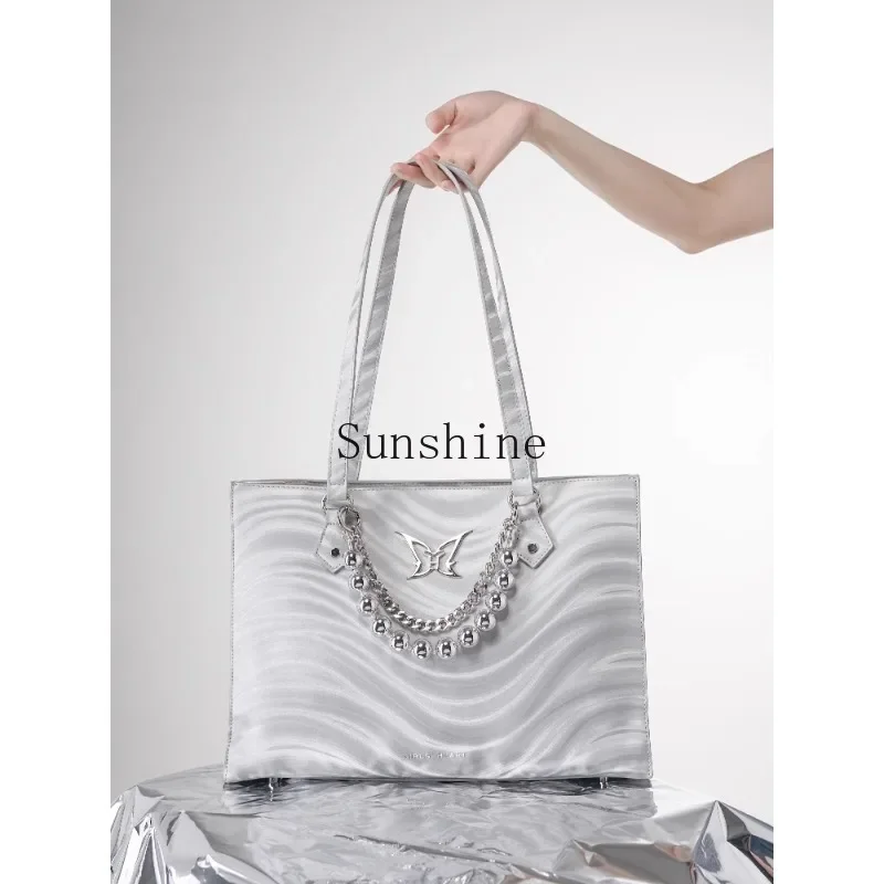 Girl's heart ball, magic butterfly, silver sweet and cool hot girl, one shoulder crossbody large-capacity computer bag