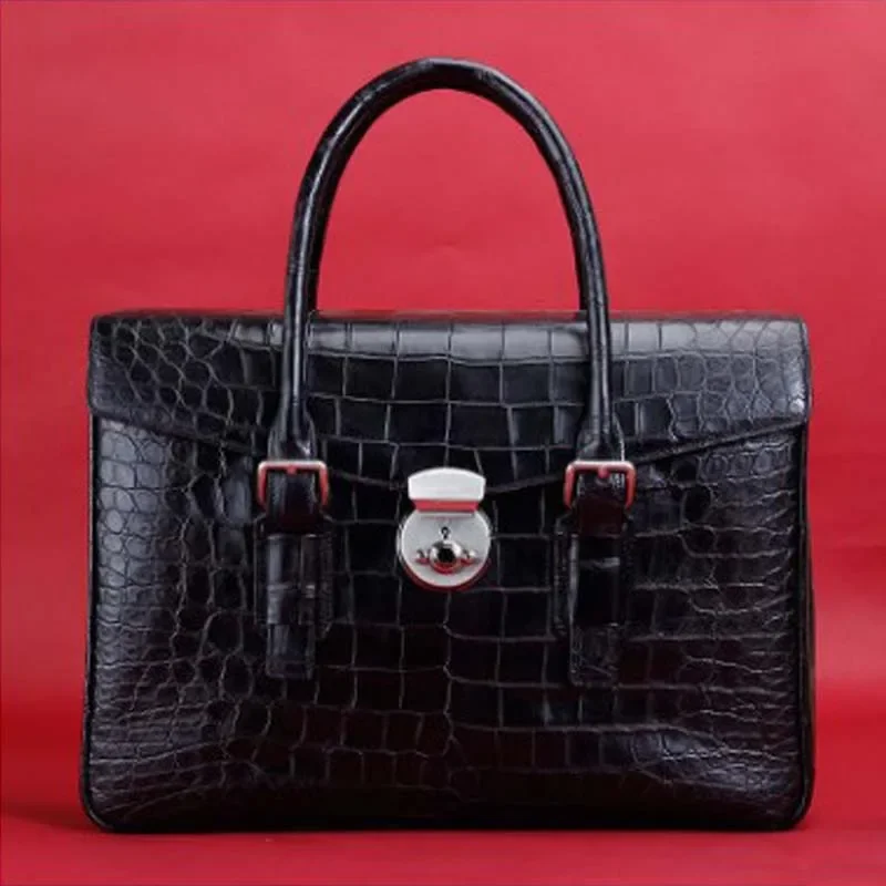 ourui new crocodile leather  men briefcase  crocodile   handbag  male men handbag