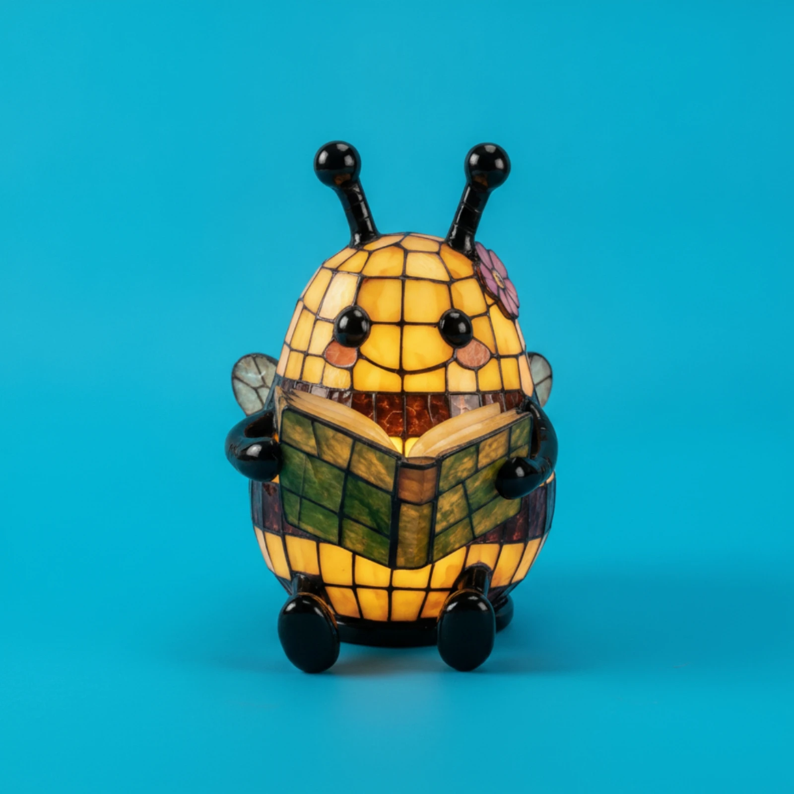 Bee Night Light with Book Cute Bee Night Light Soft Compact for Readers, Bedroom, Study Corner
