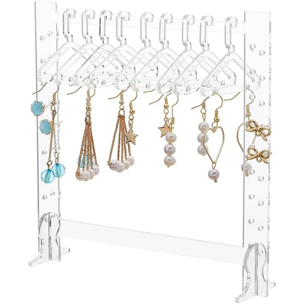 

Acrylic Earring Displays Stands Transparent Dangle Earring Organizer Holder with 10 Coat Hangers Ear Stud Holder for Jewelry