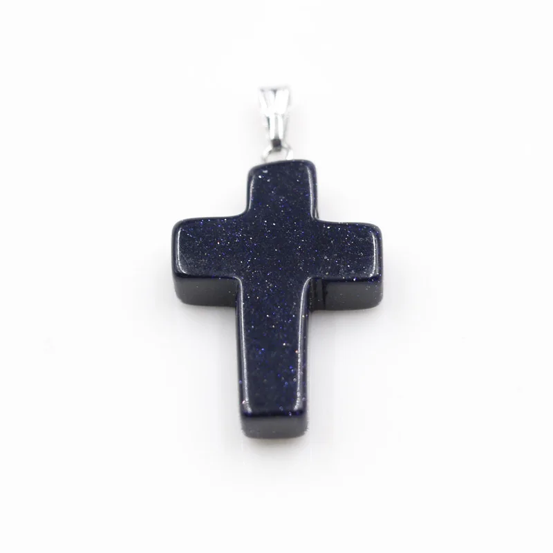 1PColor random wish hot selling European and American fashion natural stone cross necklace pendant stone cross pendant wholesale