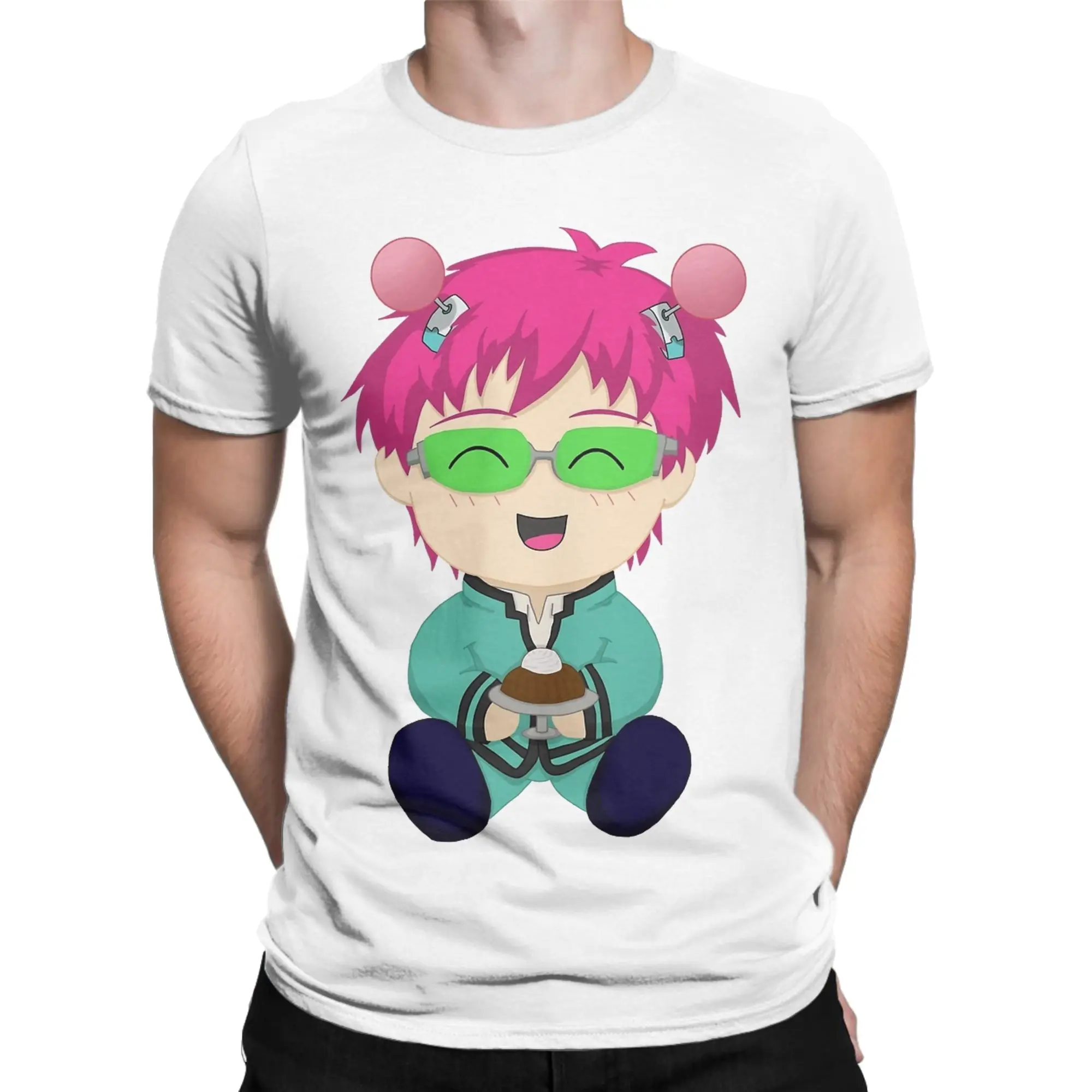Saiki Kusuo K Coffee Jello T Shirt Men's  Pure Cotton Unique T-Shirts Crew Neck  Tees Short Sleeve Clothes Gift Idea