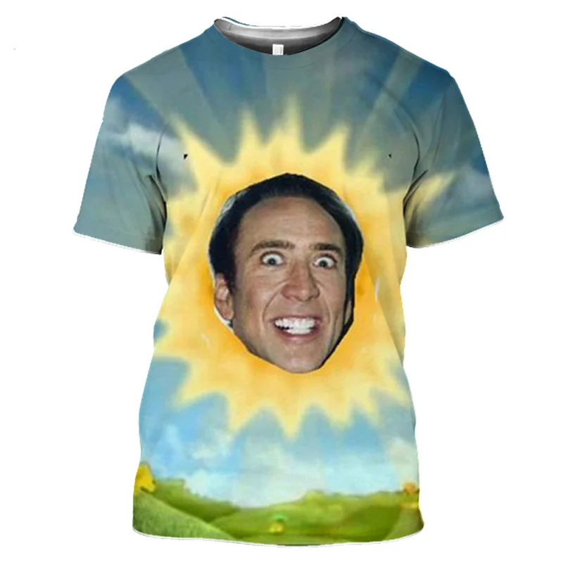 New Pop 3D Actor Nicolas Cage Printing T Shirt Children Fashion Streetwear Tee Shirts Funny Short Sleeves Quick Dry Clothing Tee